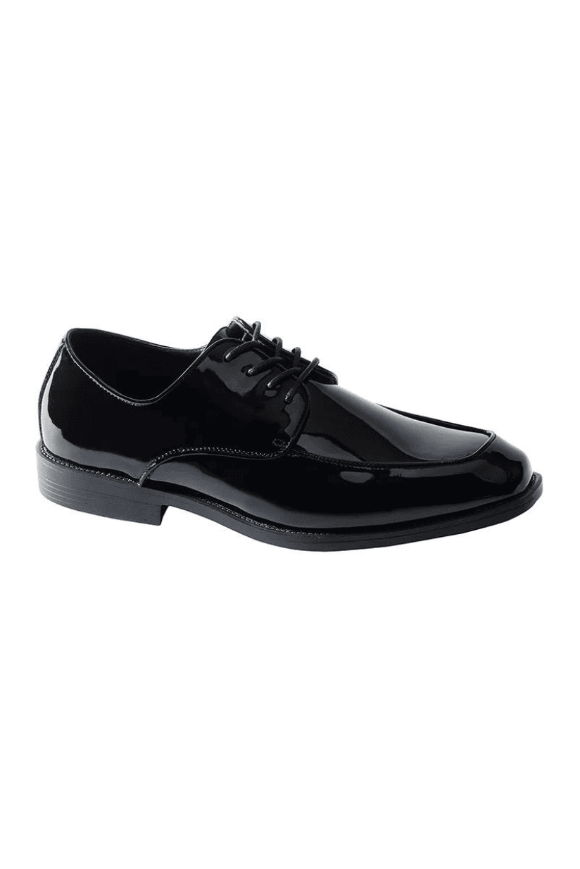 Black lace up tuxedo shoe