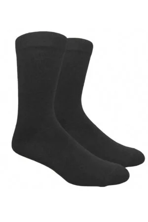 Pair of black crew socks laid flat, classic everyday wear