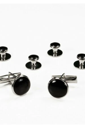 Black/Silver Studs & Cufflinks