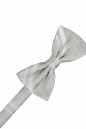 Platinum Striped Satin Bowtie