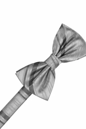 Silver Striped Satin Bowtie