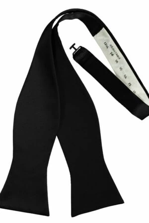 Black Self-Tie Solid Satin Bowtie