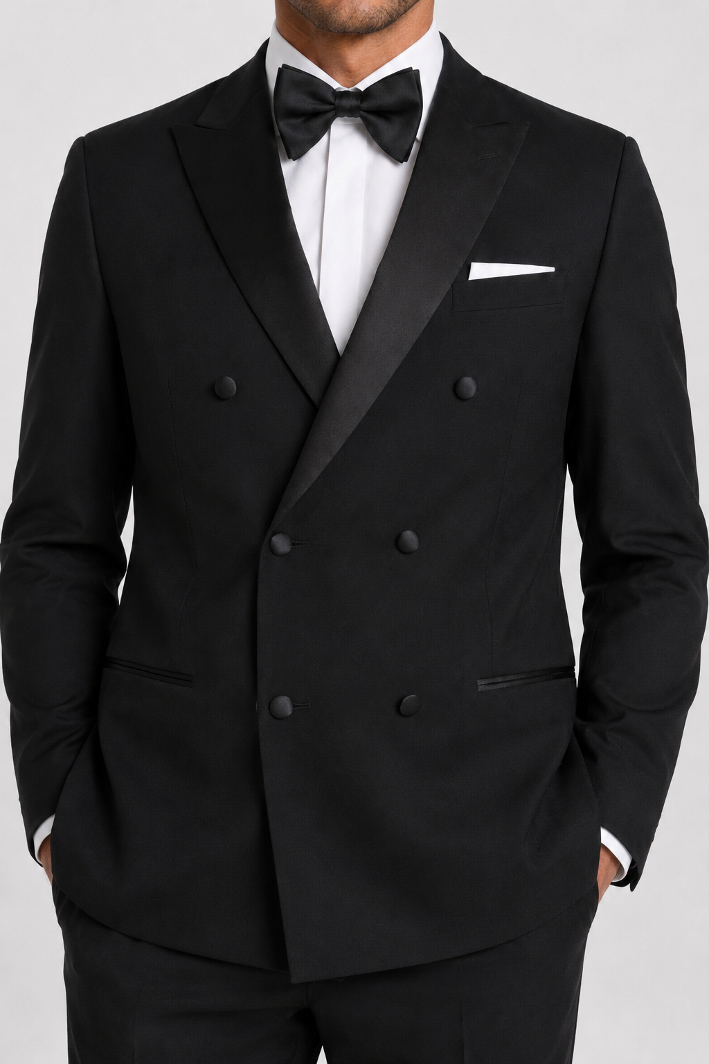 Black Double-Breasted Tuxedo angle 4 | TuxKit Black Double-Breasted Tuxedo angle 4