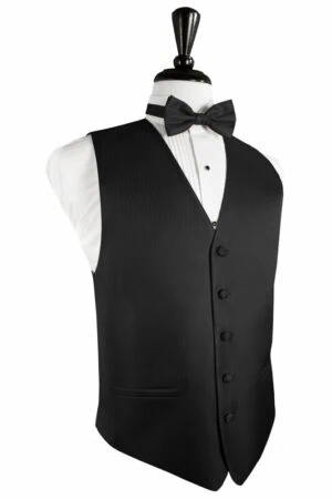 Black Herringbone Vest