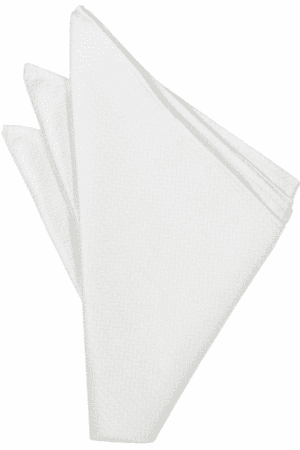 Pure White Herringbone Pocket Square