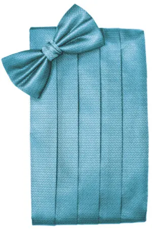 Blue Ice Herringbone Cummerbund