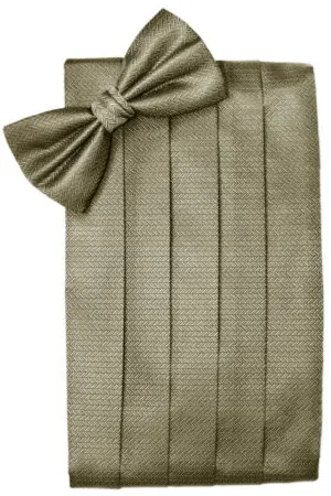 Champagne Herringbone Cummerbund