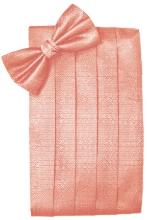 Coral Herringbone Cummerbund