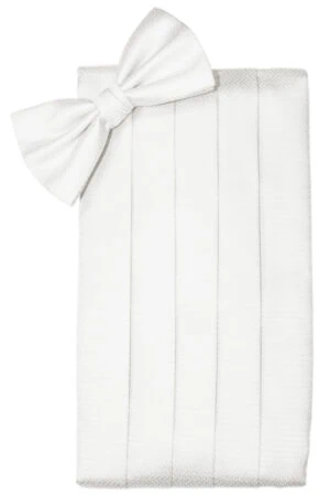 Diamond White Herringbone Cummerbund