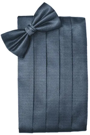 Haze Blue Herringbone Cummerbund