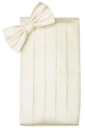 Ivory Herringbone Cummerbund