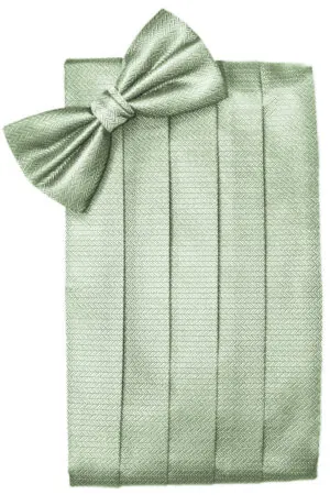 Mint Herringbone Cummerbund