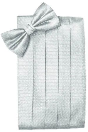 Platinum Herringbone Cummerbund