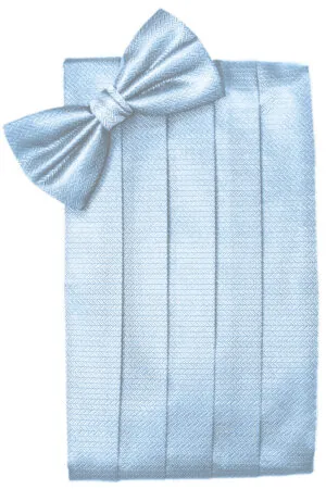 Powder Blue Herringbone Cummerbund