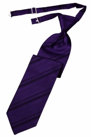 Purple Striped Satin Long Tie