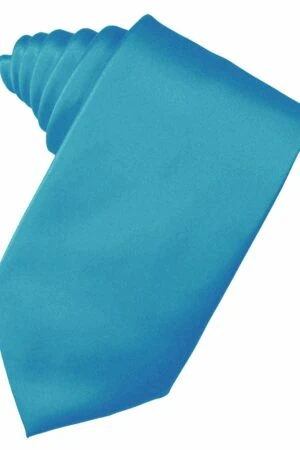 Turquoise Solid Satin Suit Tie