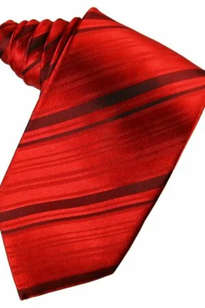 Scarlet Striped Satin Suit Tie