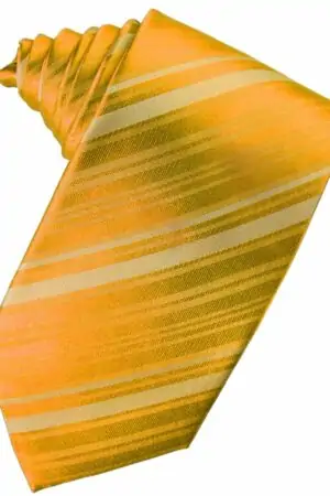 Tangerine Striped Satin Suit Tie