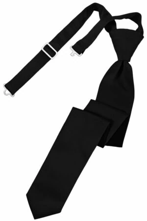 Black Solid Satin Skinny Tie