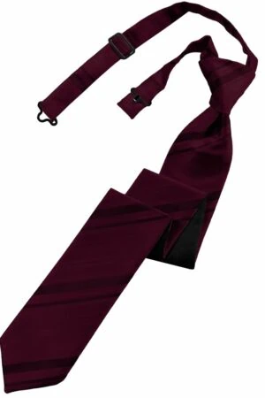 Wine Striped Satin Skinny Tie