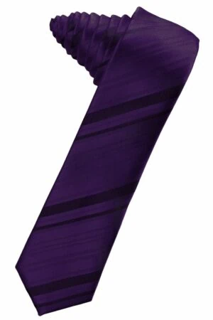 Amethyst Striped Satin Skinny Suit Tie