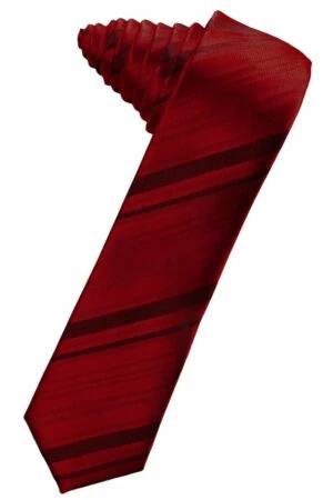 Apple Striped Satin Skinny Suit Tie