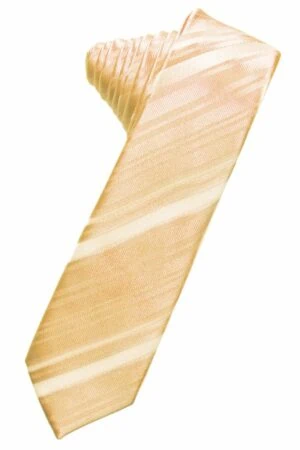 Apricot Striped Satin Skinny Suit Tie