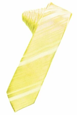 Canary Striped Satin Skinny Suit Tie