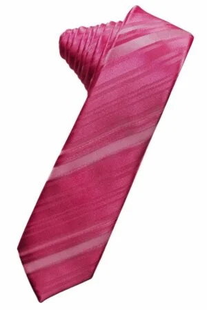 Watermelon Striped Satin Skinny Suit Tie