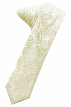Ivory Tapestry Skinny Suit Tie