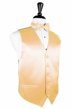 Apricot Solid Satin Vest