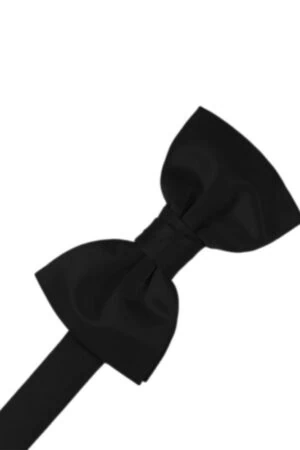 Black Solid Satin Bowtie