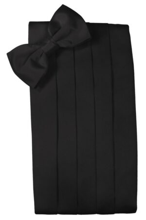 Black Solid Satin Cummerbund