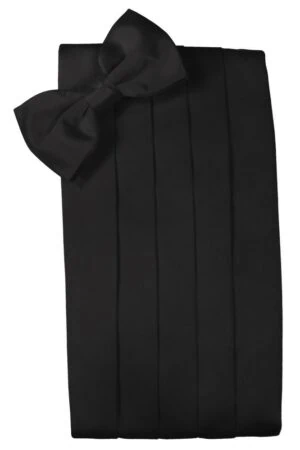 Black Solid Satin Cummerbund