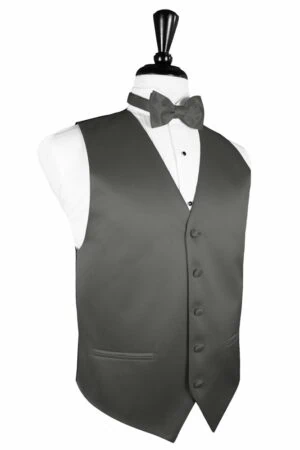 Charcoal Solid Satin Vest
