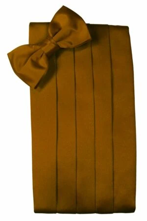 Cognac Solid Satin Cummerbund