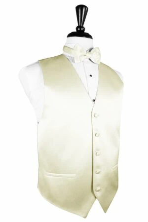 Ivory Solid Satin Vest