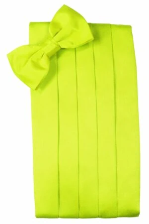 Lime Solid Satin Cummerbund
