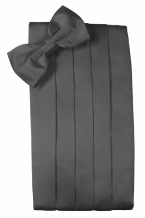 Pewter Solid Satin Cummerbund
