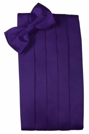 Purple Solid Satin Cummerbund
