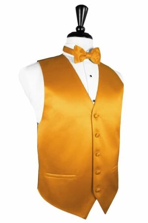 Tangerine Solid Satin Vest