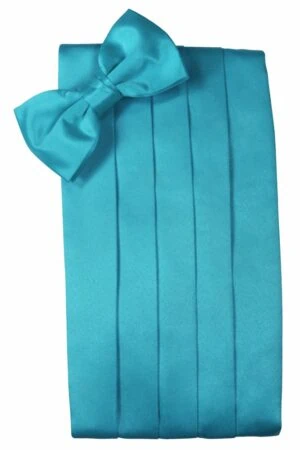 Turquoise Solid Satin Cummerbund