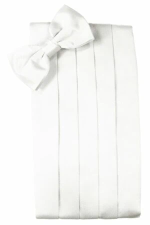 White Solid Satin Cummerbund
