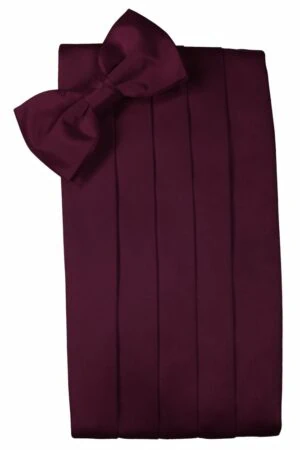 Wine Solid Satin Cummerbund
