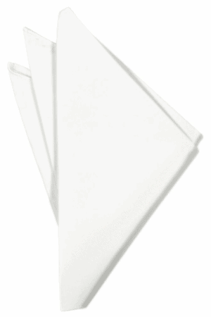 White Solid Satin Pocket Square