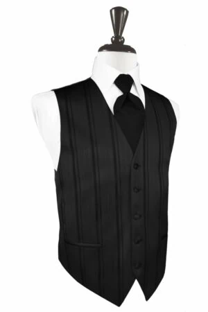 Black Striped Satin Vest