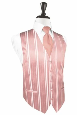 Coral Striped Satin Vest