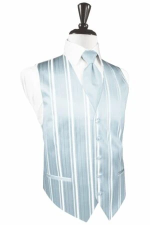 Light Blue Striped Satin Vest