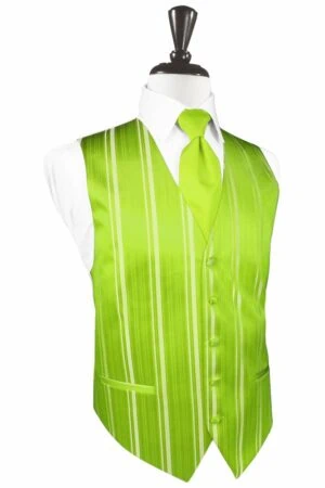 Lime Striped Satin Vest