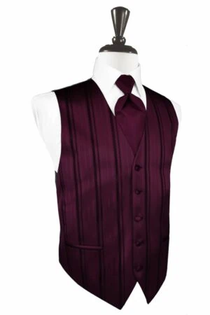 Wine Striped Satin Vest